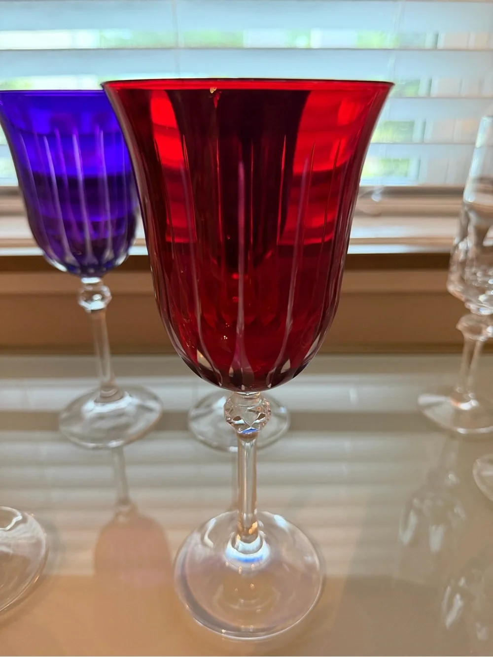 Vintage Le Sielle Cut to Clear Wine Glasses Set of 4